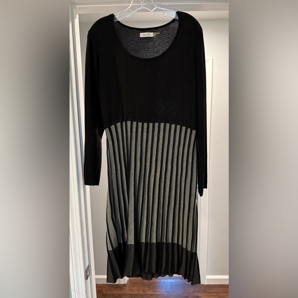 Like new! Calvin Klein Black and Silver Knit Dress
